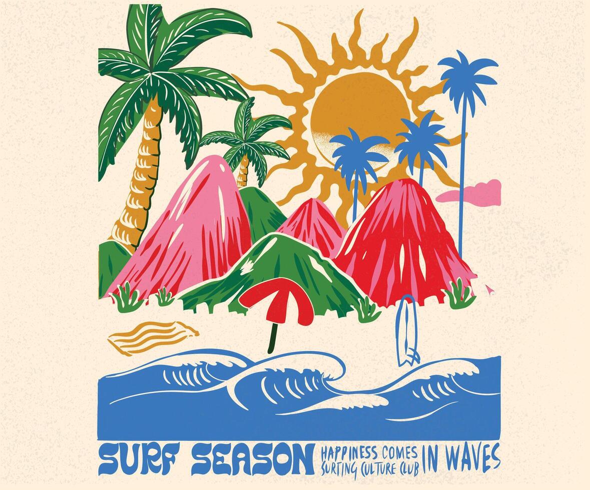 Summer slogan t-shirt. Beach abstract art for fashion. Big