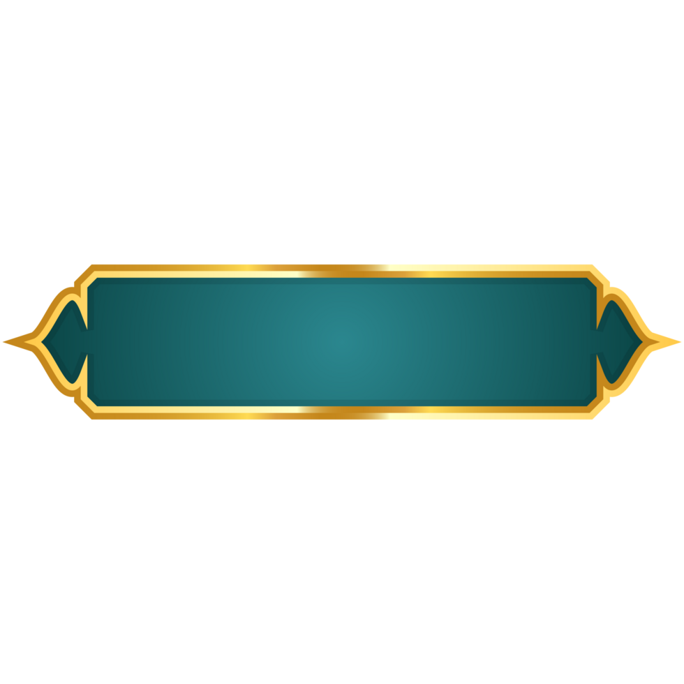 Islamic Ramadan golden frame. Arabic design with Turkish ornament and green background. Arabesque ribbon sticker for tag banner and sale flyer png