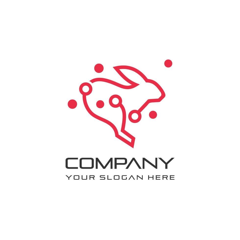 Rabbit tech Logo Template Design Creative abstract illustration for your business company. elegant and modern logo design for technology vector