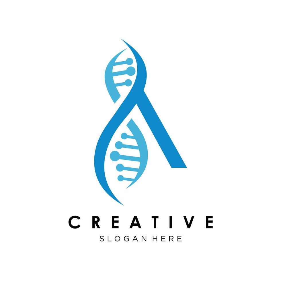 Letter A with DNA . suitable for medical vector