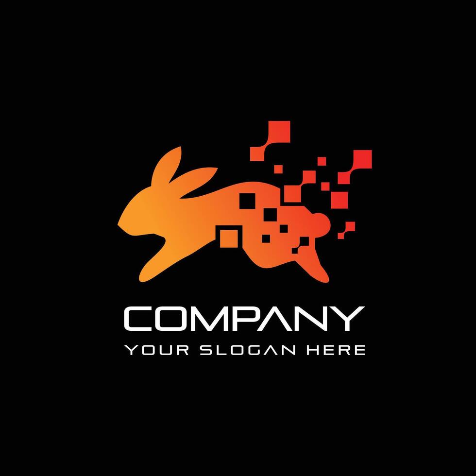 Rabbit pixel Logo Template Design Creative abstract illustration for your business company. elegant and modern logo design for technology vector