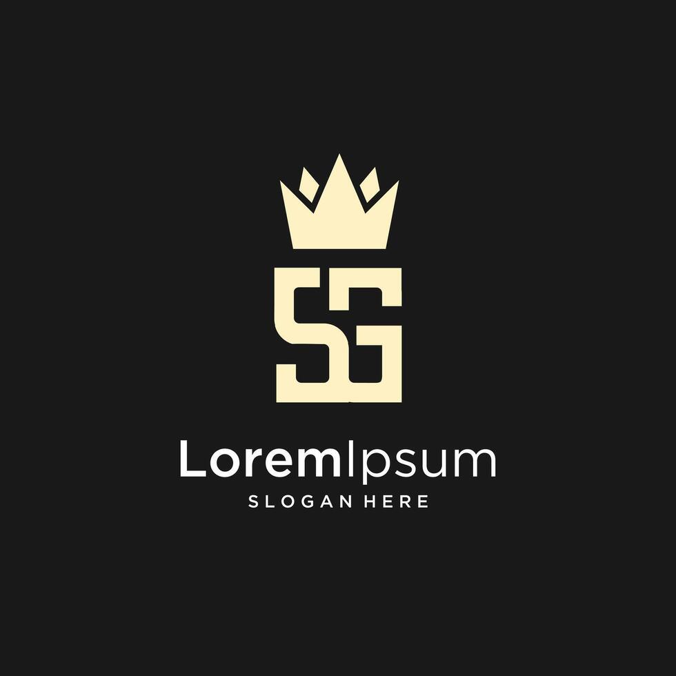 Monogram Initial Letter S G or G S King Crown concept Logo Template Design, S G Logo monogram. vector