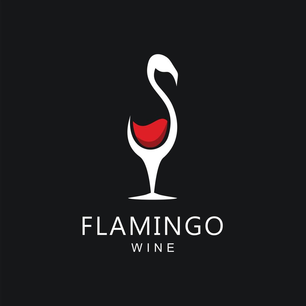 Flamingo Logo design template with Wine Concept style. Drink icon for bar Company And Business. vector