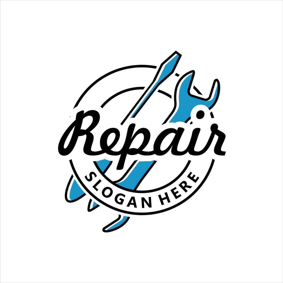 Repair service logo. Round linear logo of repair vector