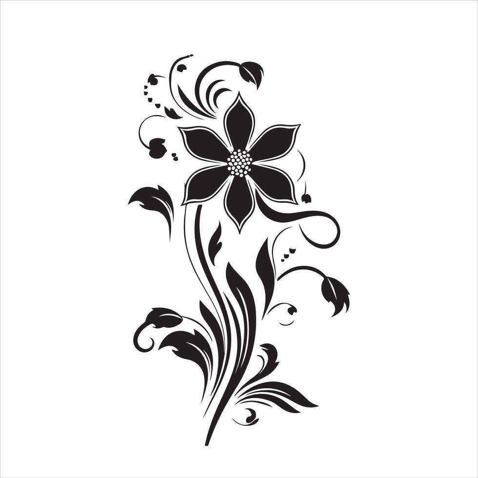 flower motif design element silhouette white background vector