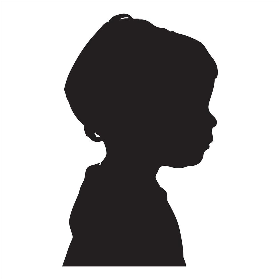 silhouette of toddlers head in side view silhouette white background vector