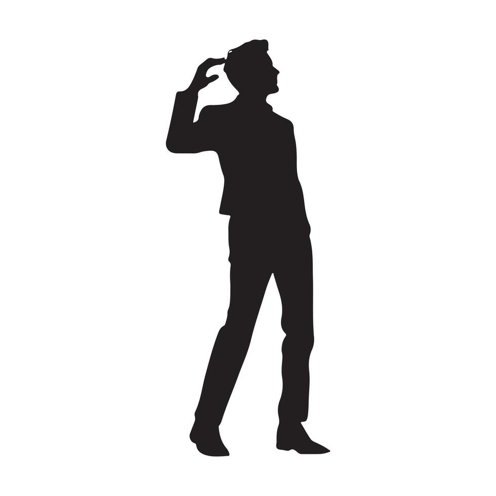 Man pose silhouette white background vector