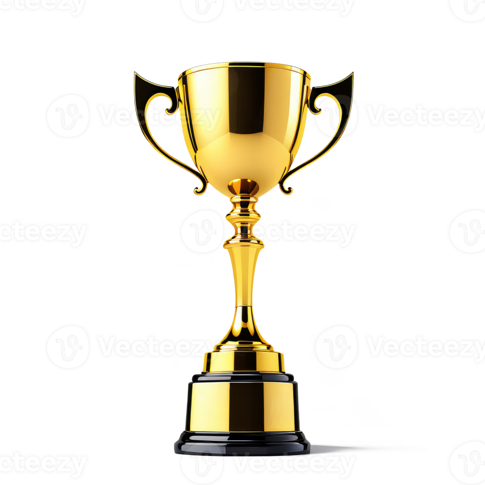 Golden trophy set on transparent background,. png