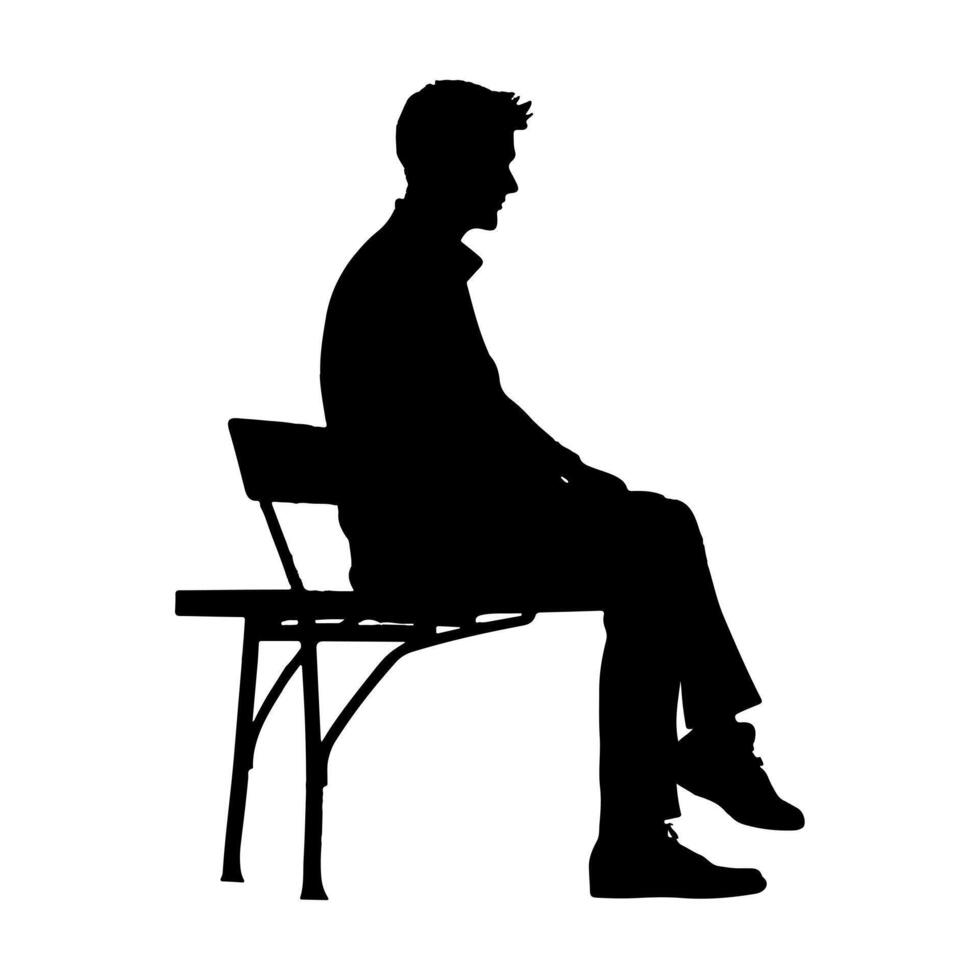Flat design person sitting silhouette silhouette white background vector