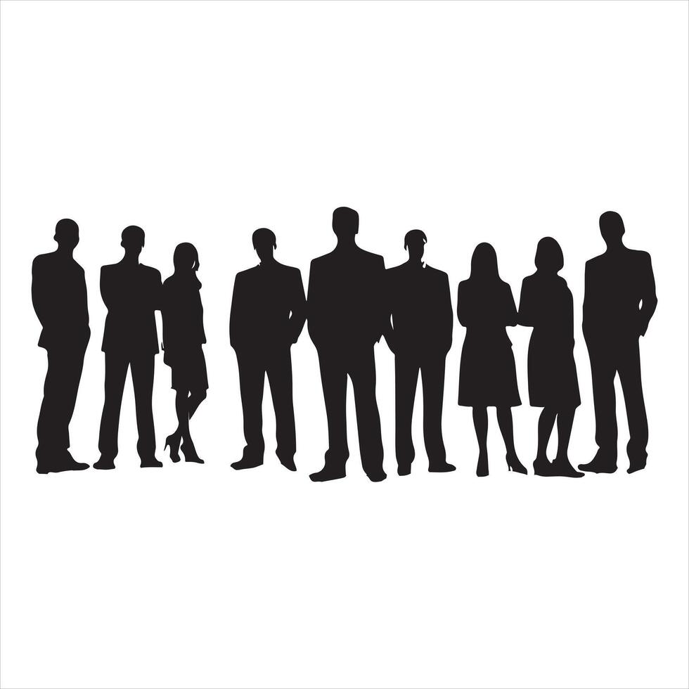 Business people group silhouette white background vector