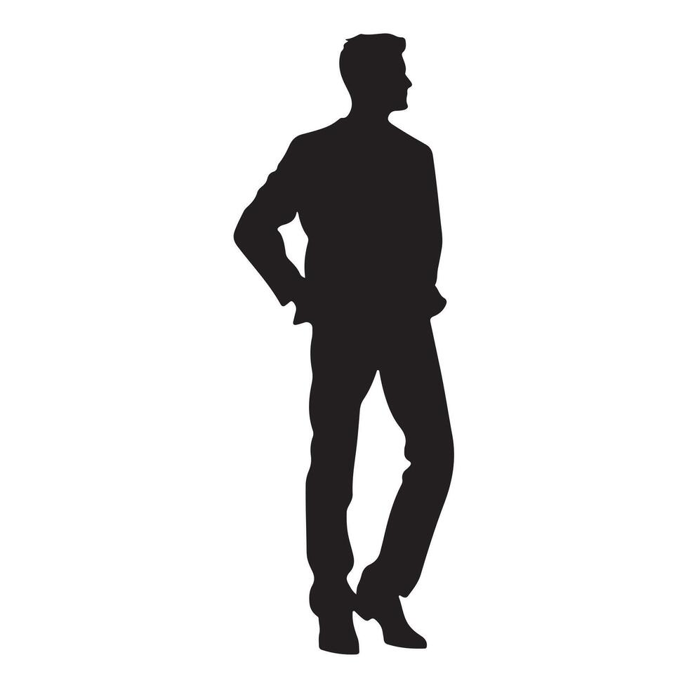 Man pose silhouette white background vector