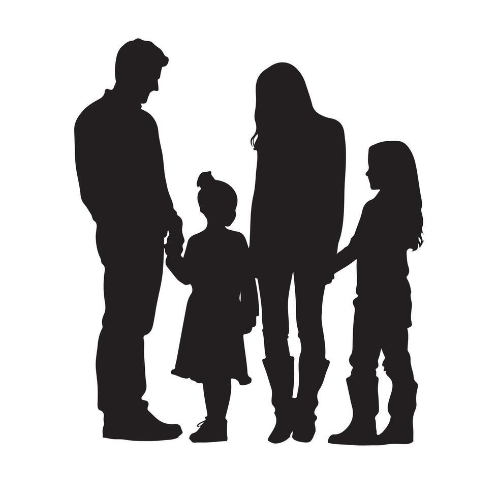 Happy family set silhouette white background vector
