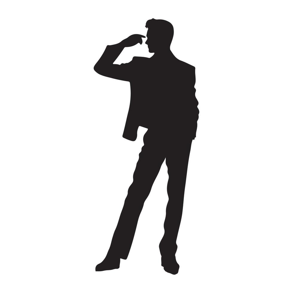 Man pose silhouette white background vector