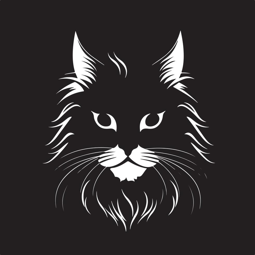 Beautiful illustration of a cat Cat head silhouette white background vector