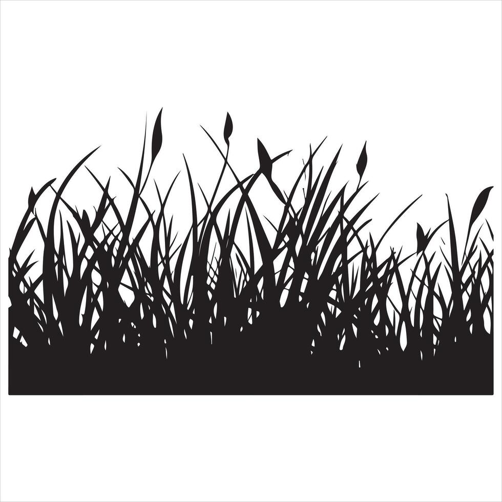Seamless grass silhouette white background vector