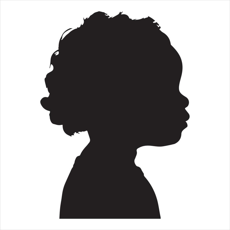 silhouette of toddlers head in side view silhouette white background vector