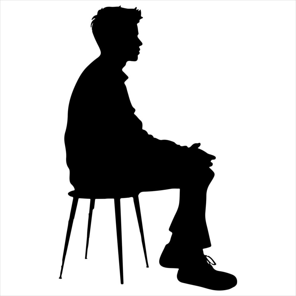 Flat design person sitting silhouette silhouette white background vector