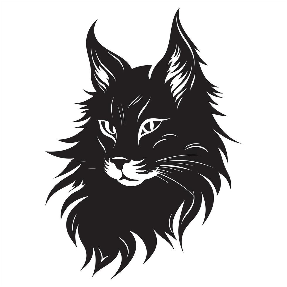 Beautiful illustration of a cat Cat head silhouette white background vector