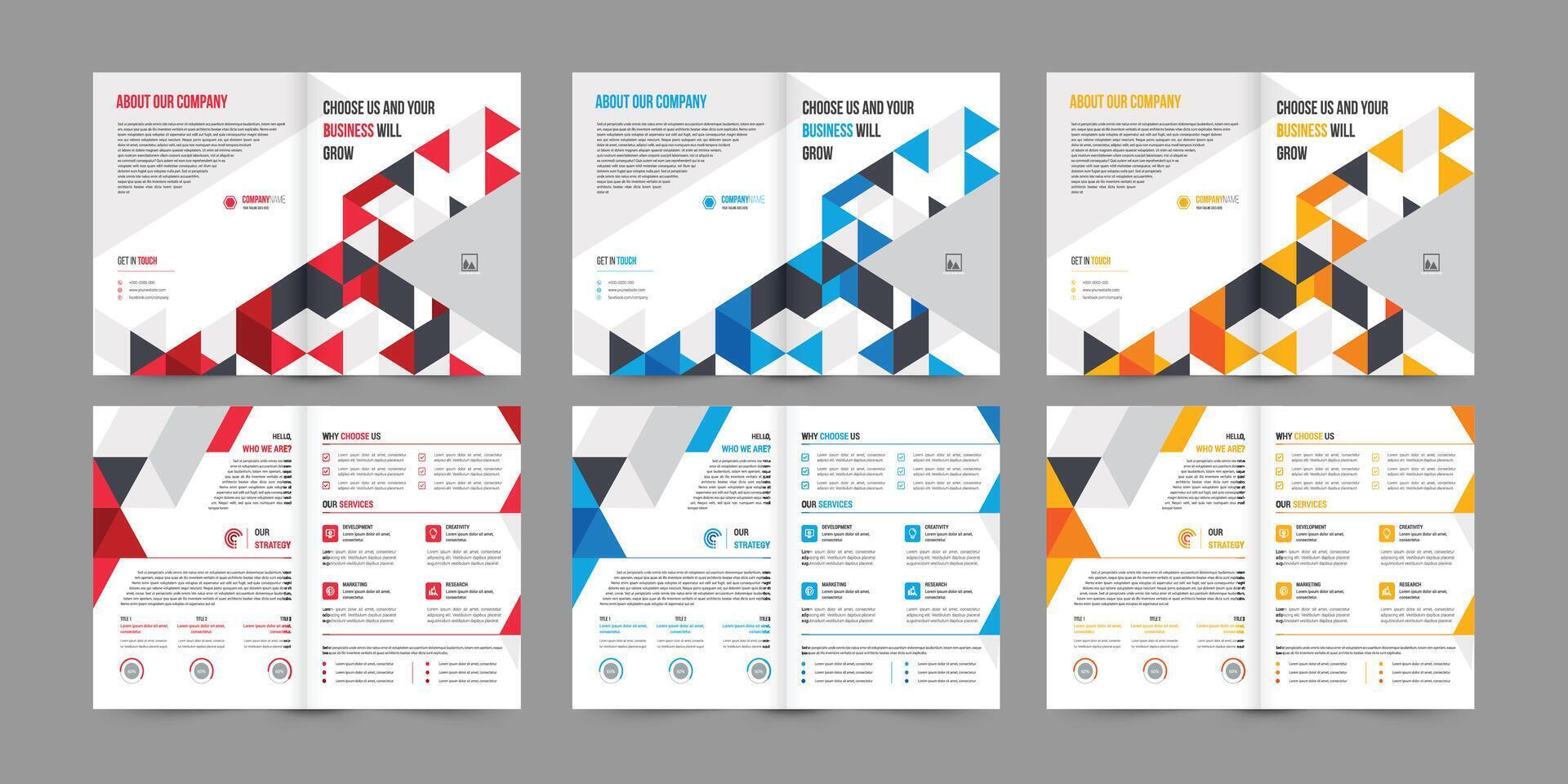 Professional bi-fold Brochure, Template design with space for your images. vector
