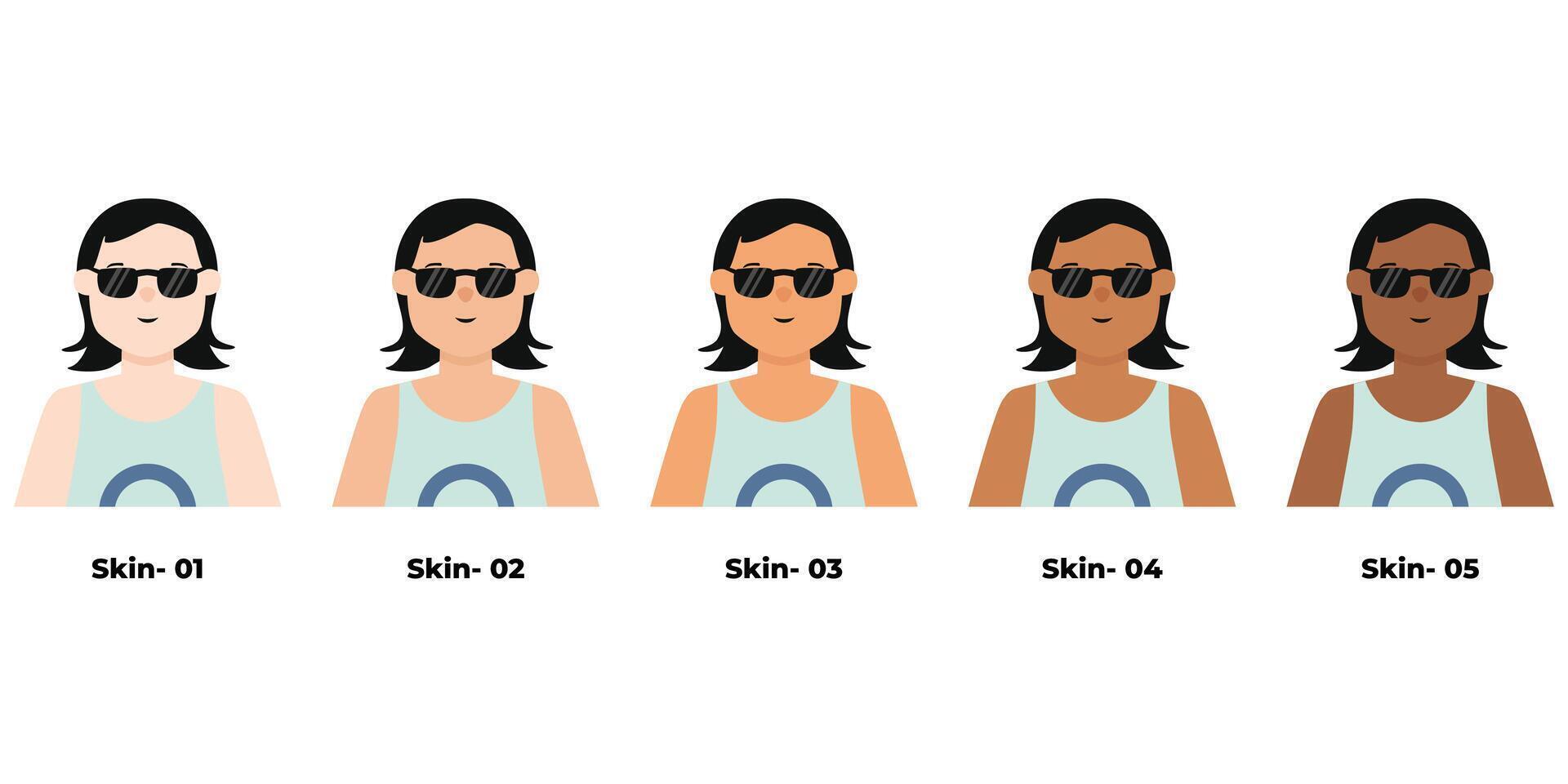 People Avatar Beach Boy with 5 skin color vector