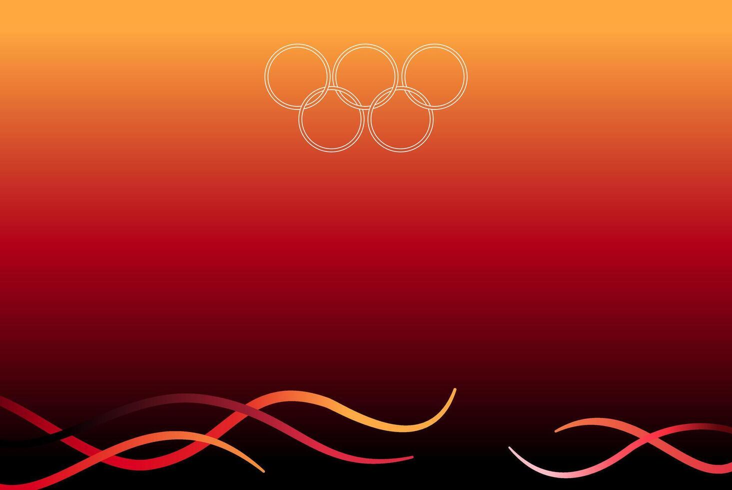 Olympic 5 rings background with red gradient background and decorative curve for Olympic sports games using vector