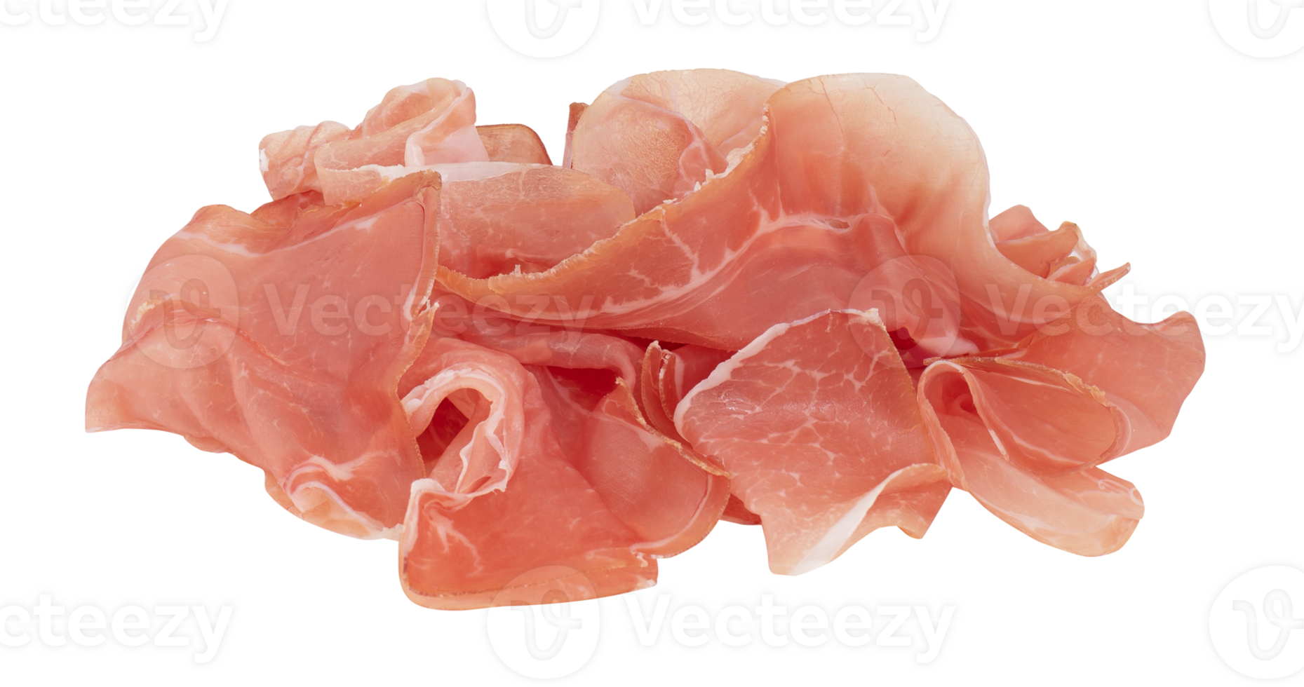 Sliced pork smoked cut out isolated transparent background png