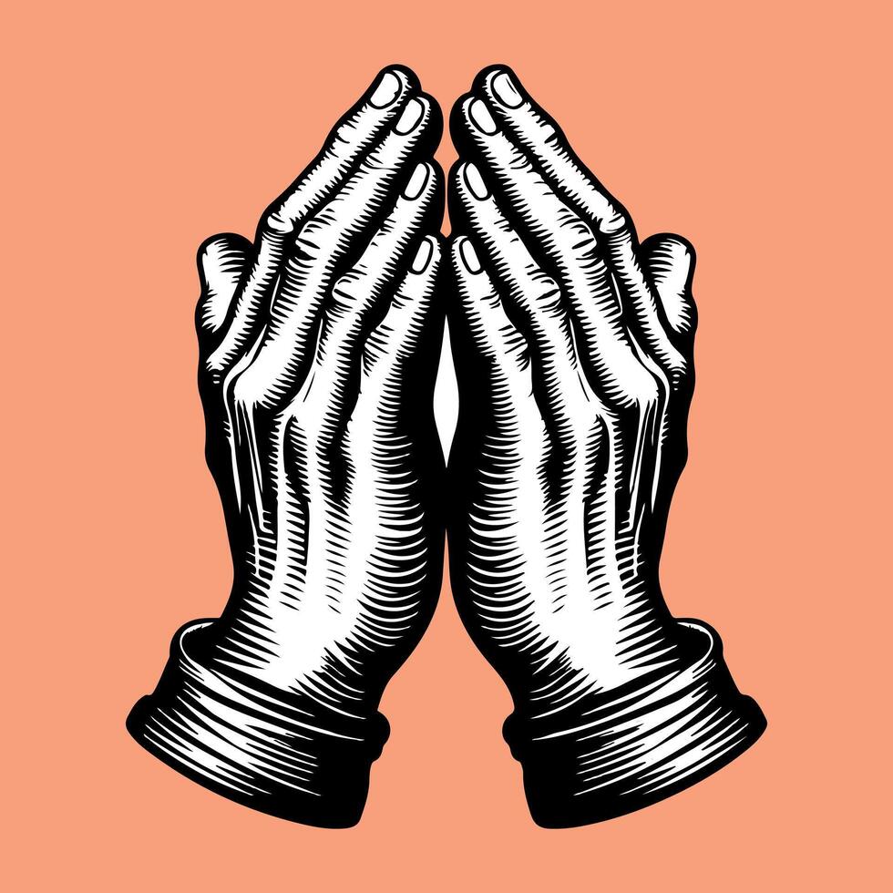 prayer hand art style vector