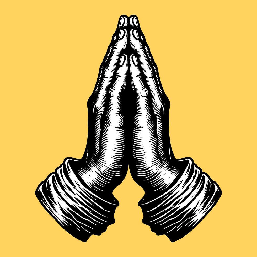prayer hand art style vector