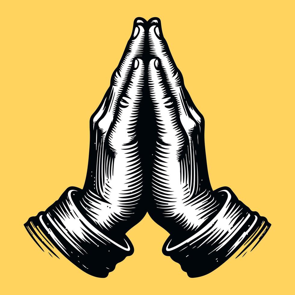 prayer hand art style vector