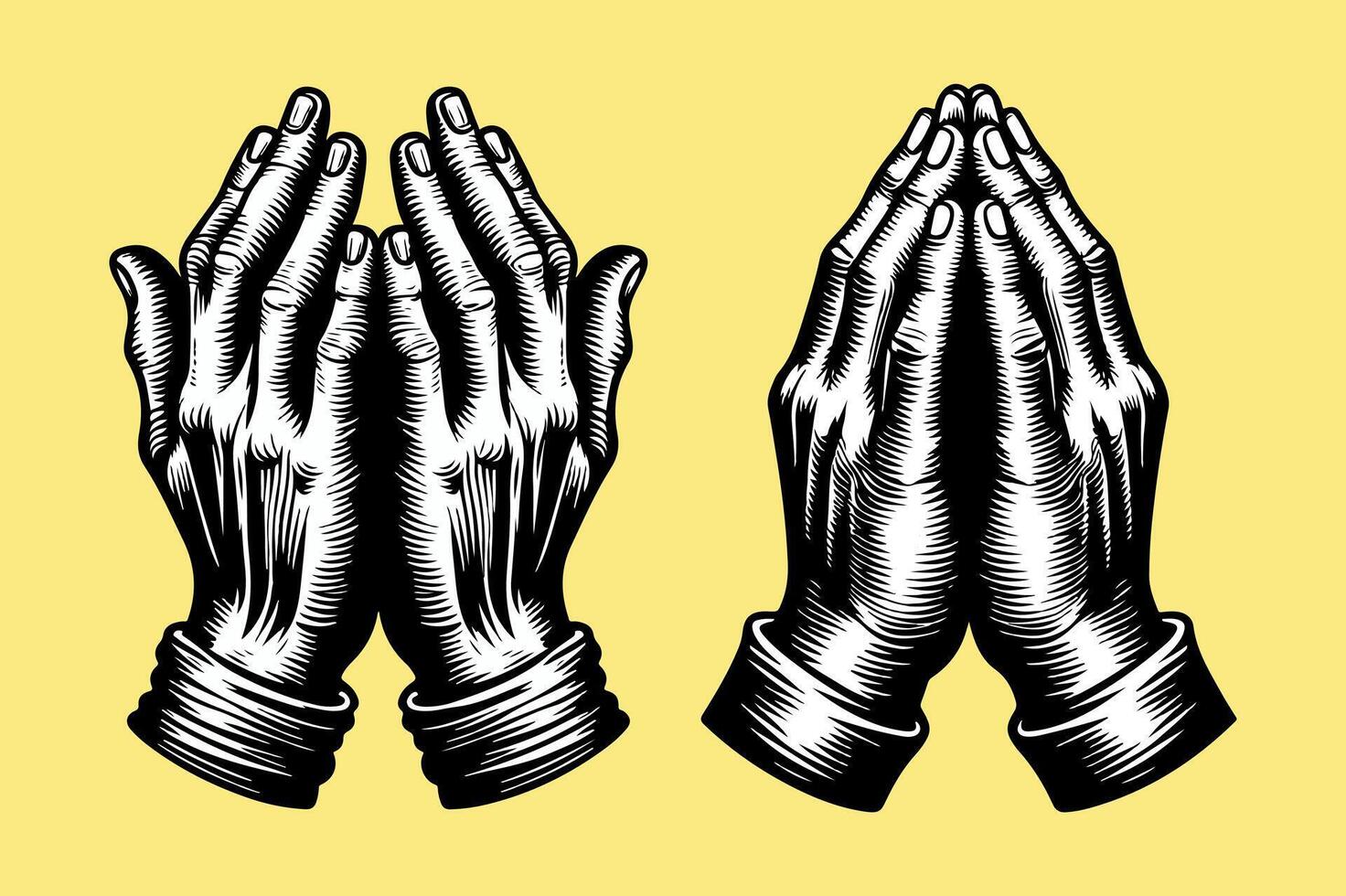 prayer hand art style vector