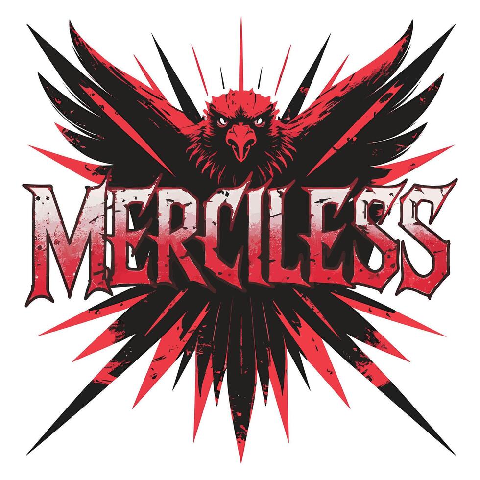Merciless Aggressive T Shirt Design Fierce and Bold Graphic for Streetwear Enthusiasts vector