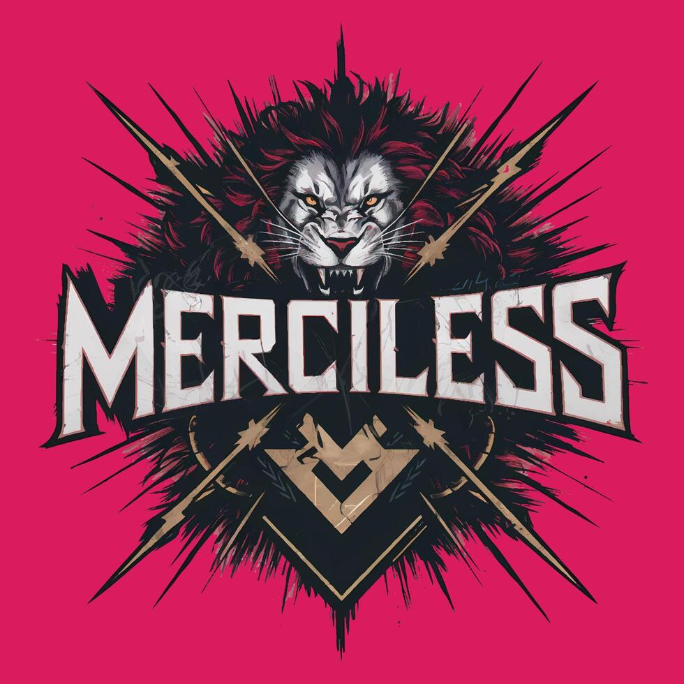 Merciless Aggressive T Shirt Design Fierce and Bold Graphic for Streetwear Enthusiasts vector