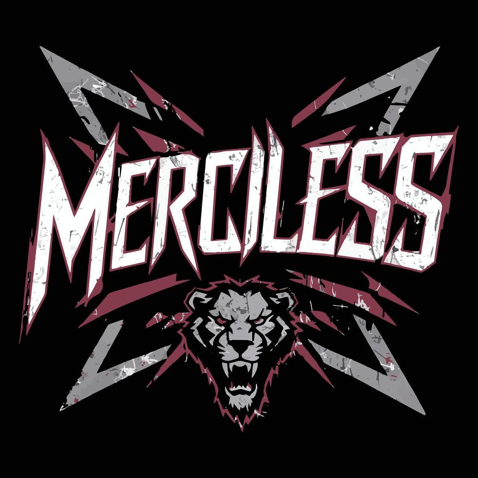 Merciless Aggressive T Shirt Design Fierce and Bold Graphic for Streetwear Enthusiasts vector