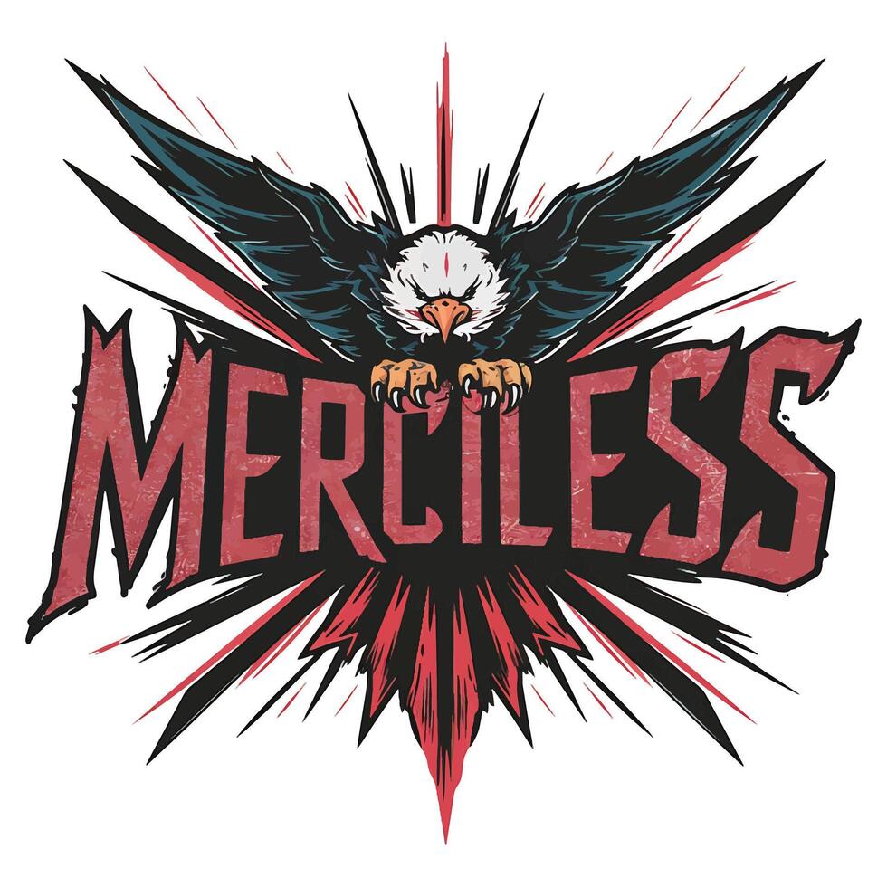Merciless Aggressive T Shirt Design Fierce and Bold Graphic for Streetwear Enthusiasts vector