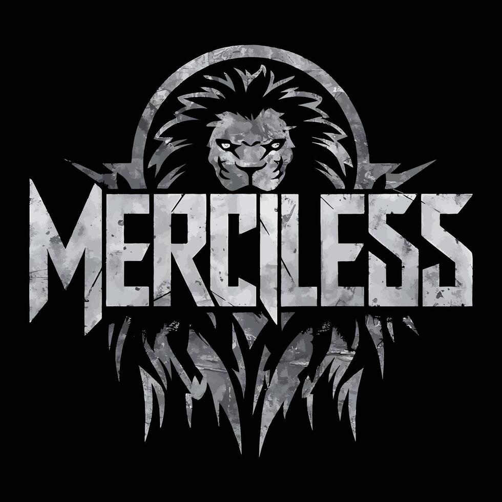 Merciless Aggressive T Shirt Design Fierce and Bold Graphic for Streetwear Enthusiasts vector