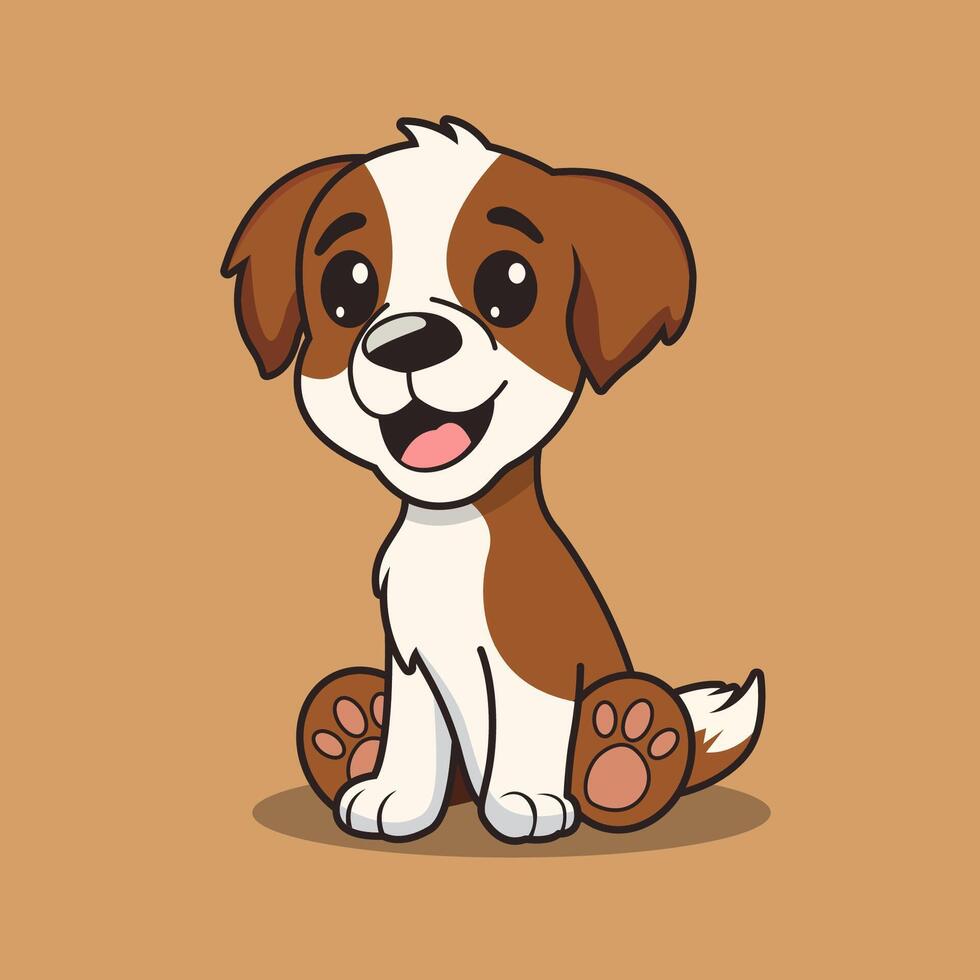 Happy cute dog sitting cartoon illustration vector