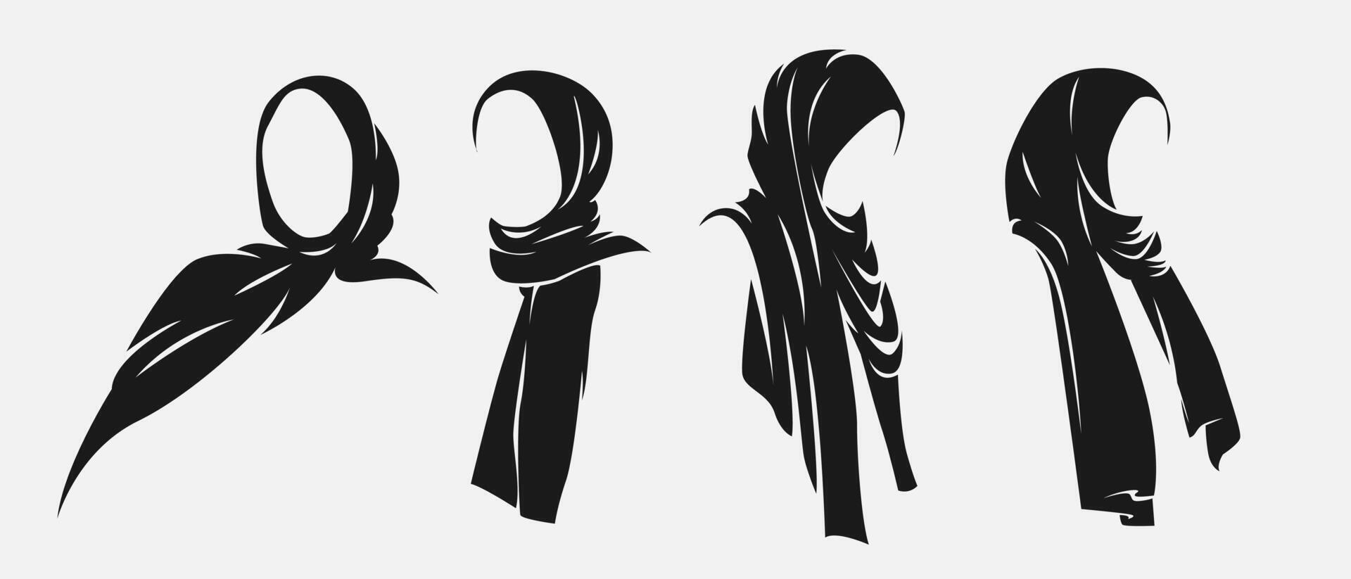 Set silhouettes of hijab collection. Graphic illustration. vector