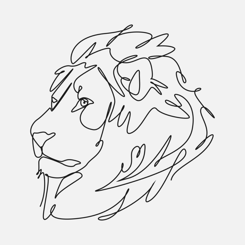 One line drawing of lion head. Editable line. Graphic illustration. vector