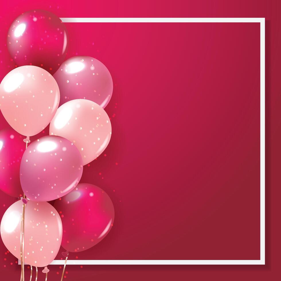 Pink Balloons with Gradation Pink Background vector