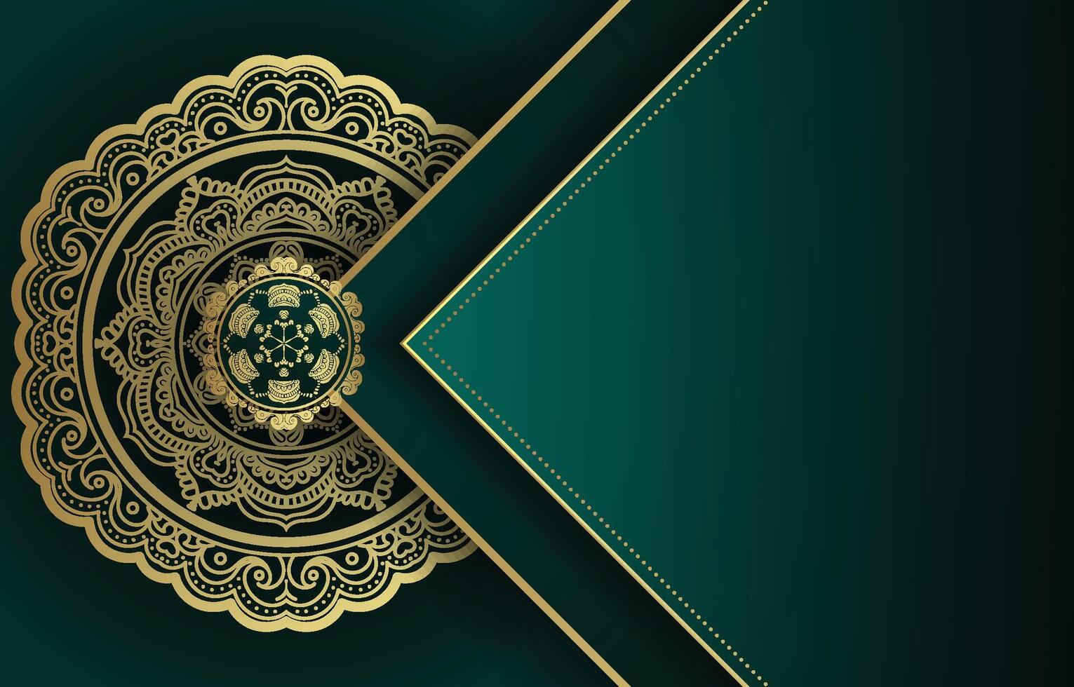 Luxury green background with golden mandala vector