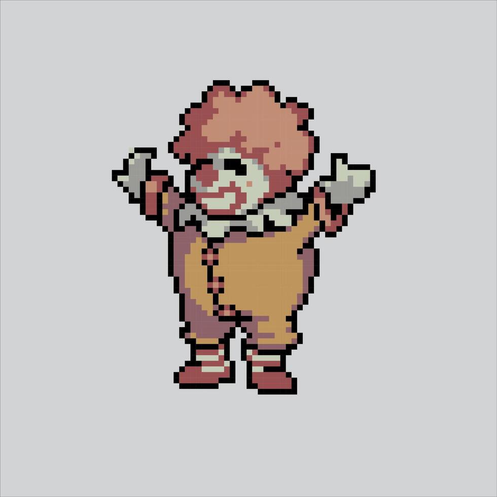 Pixel art illustration Clown. Pixelated Carnival Clown. Carnival Clown pixelated for the pixel art game and icon for website and game. old school retro. vector