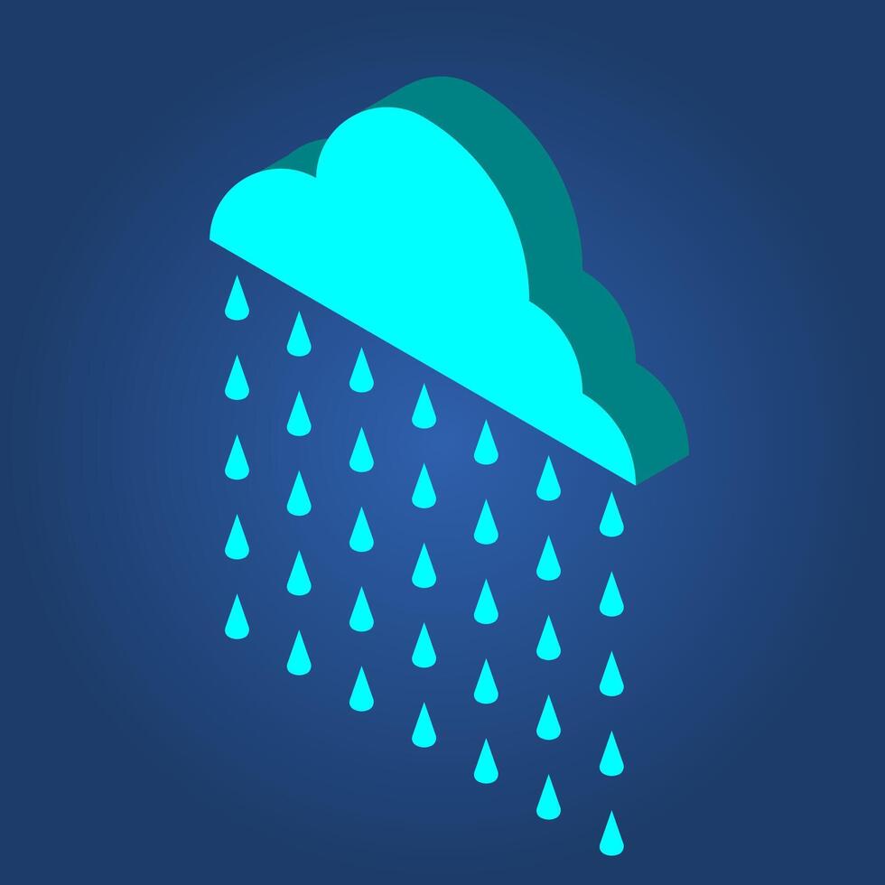 Isometric Style of rain clouds vector