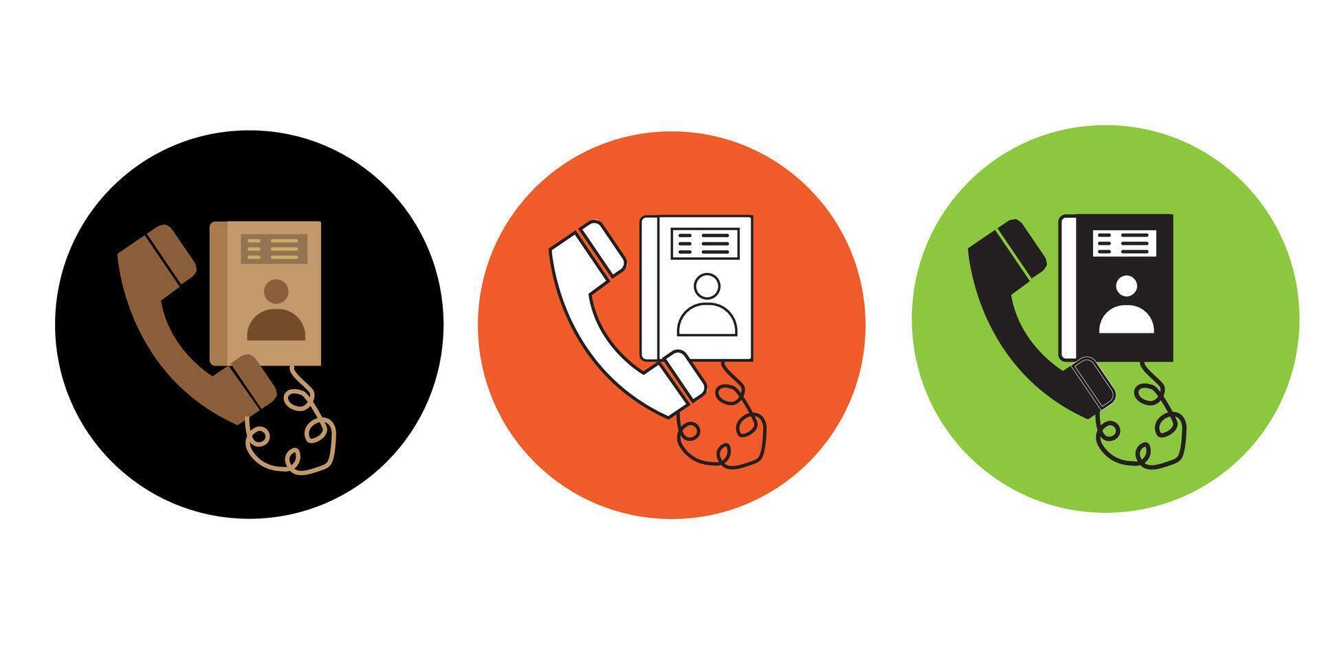 Telephone and Address Book Flat Icon vector