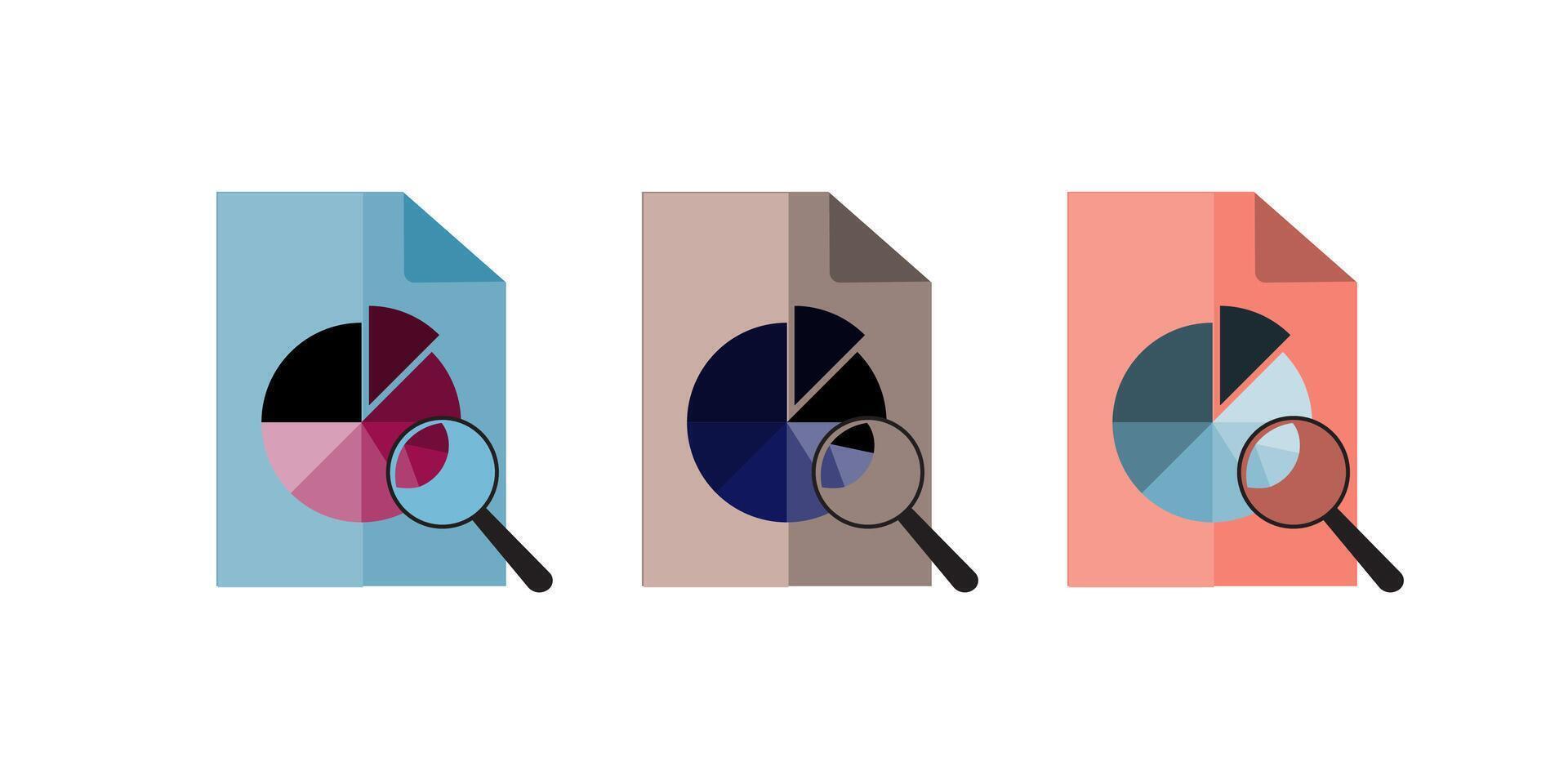 Economics strategy, analysis of sales, statistic, data statistic illustration set , landing web page. Analyst hand collect data and analyse business, business solution with three design vector