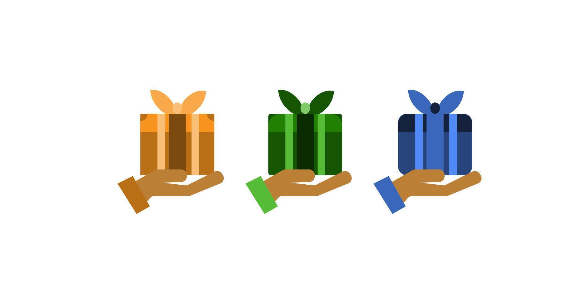 Gift box in hand icon vector