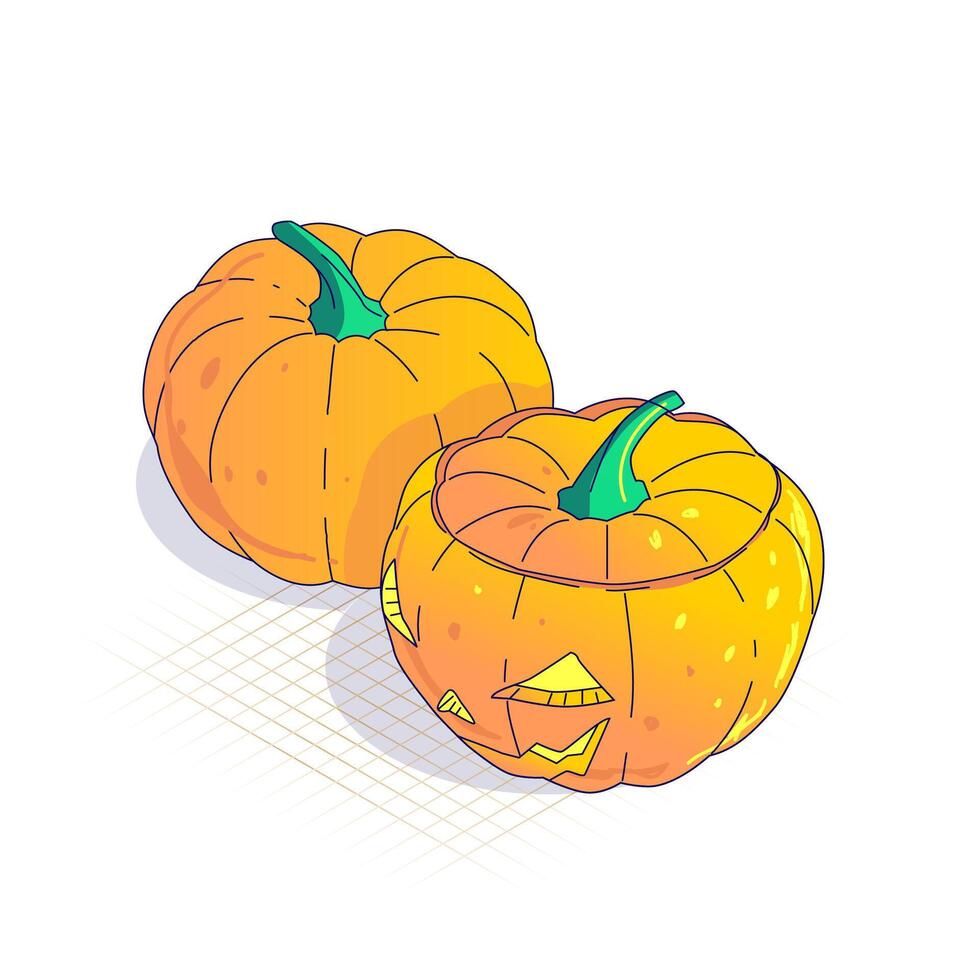 Halloween Pumpkin in Isometric View illustration vector