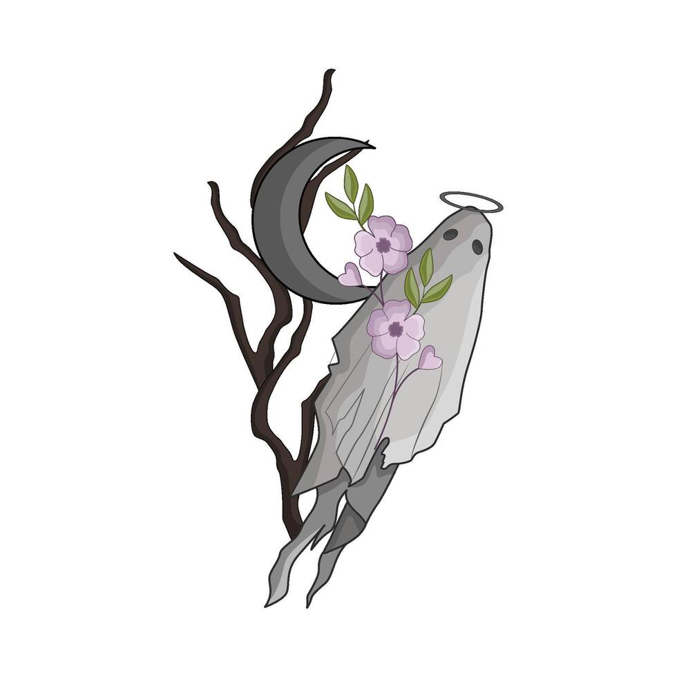 illustration of ghost with flower vector