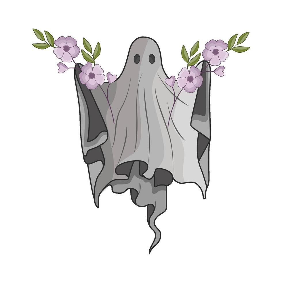illustration of ghost with flower vector