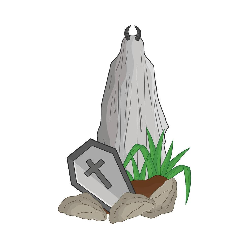 illustration of ghost with coffin vector