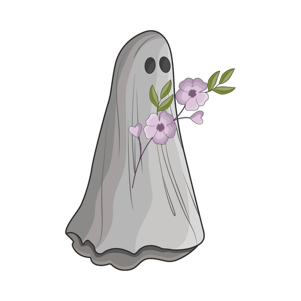 illustration of ghost with flower vector